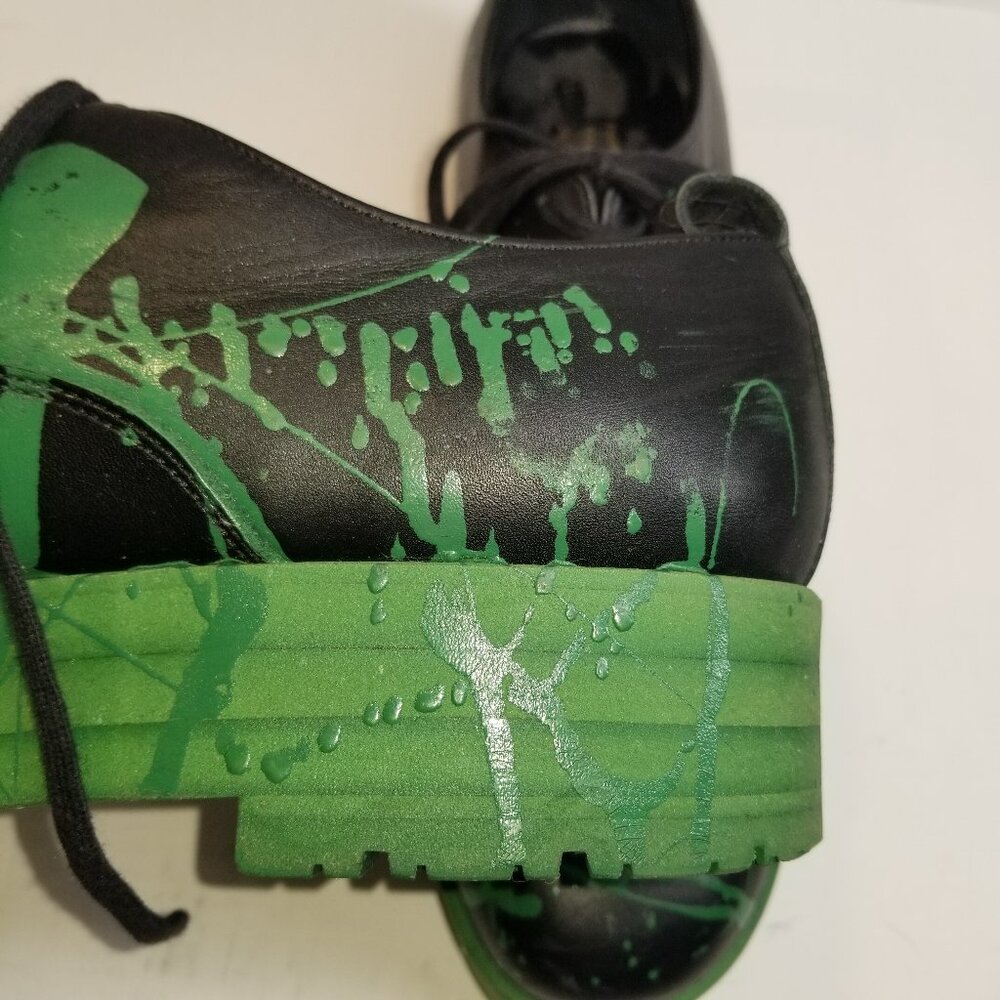 Comme des Garcons SS17 green Runway Paint splatter derby Size: US 10, 27 EU REI